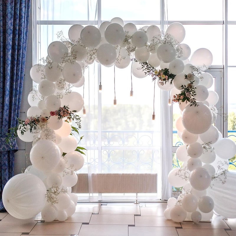 DOEWORKS Wedding Arch Stand, Party Show Backdrop Arch Frame, Garden Metal Arborwith Round Top, 7'9'' High x 4'7''Wide - Image 2